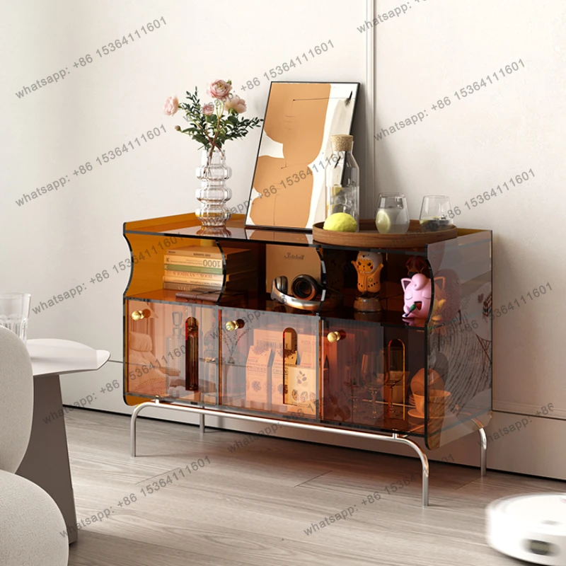 

12Acrylic Light Luxury Modern Minimalist Bedroom Bedside Storage Low Cabinet Living Room Sofa Side Cabinet