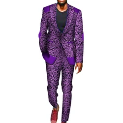 2 Pieces African Pants Sets Mens African Clothing Bazin Riche African Wax Print Blazer Suits and Pants Ankara Clothes WYN716