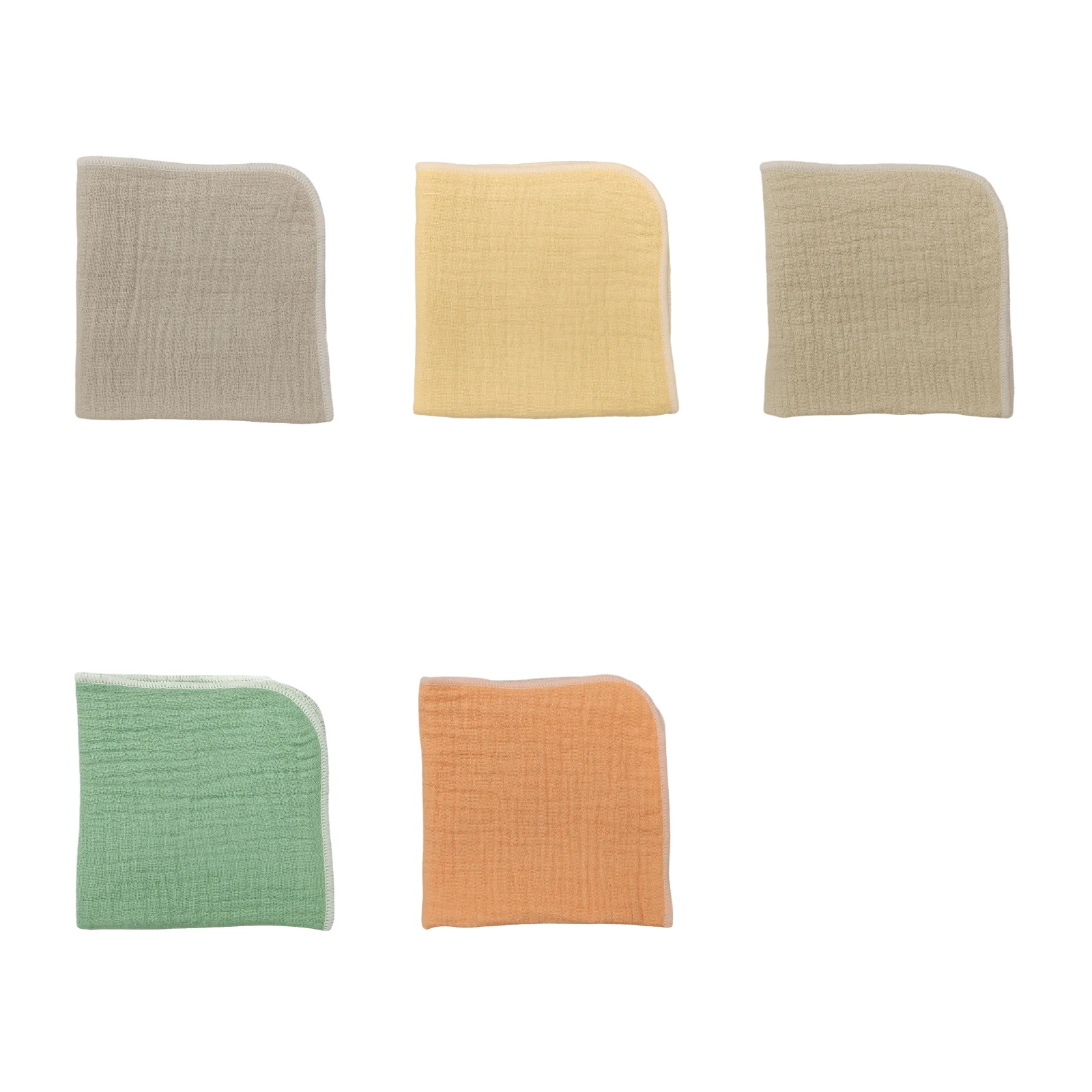 

Baby four-layer gauze solid color square towel 5 pack (light gray + light yellow + green gray + leaf green + orange)