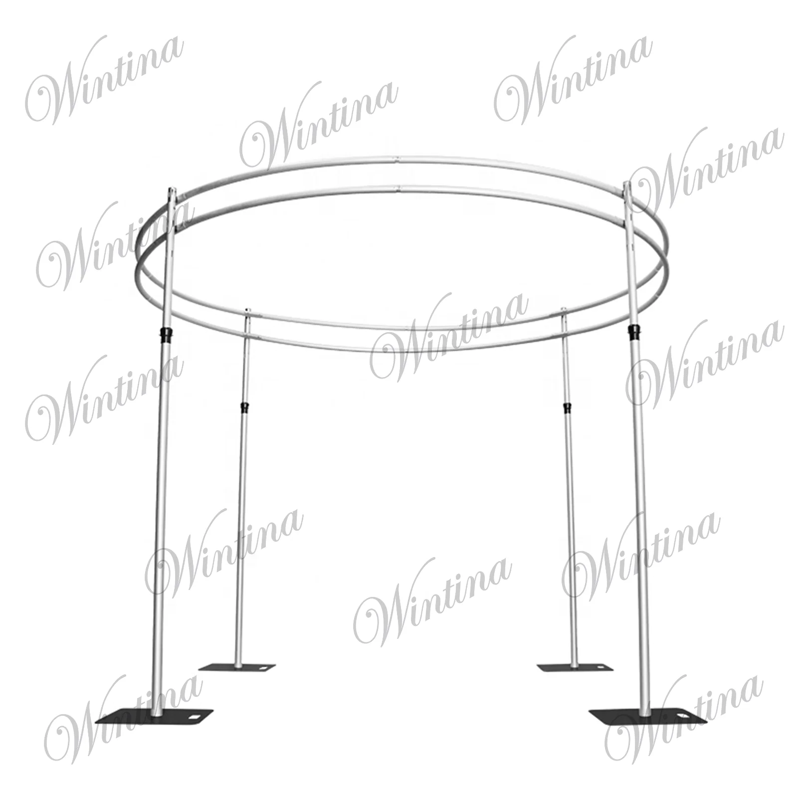 

10FT Double Round Backdrop Stand,Wintina Metal Balloon Arch Stand,Adjustable Pipe and Drape Stand for Wedding Decor,Event,Party