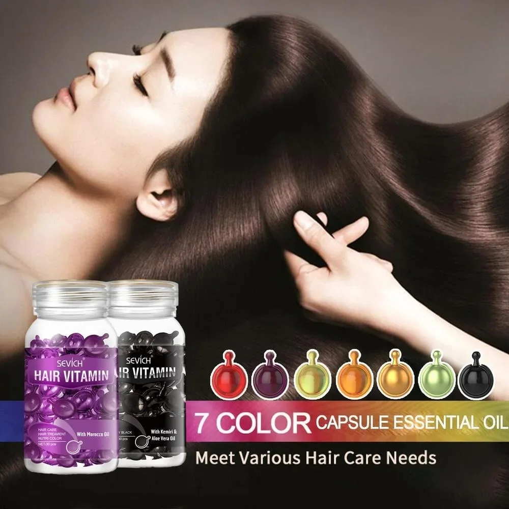 

30PCS\1 bottle Soft Smooth Silky Hair Care Capsule Complex Repair Oil Anti-fruit Essential Oil Damaged Essence החלקת שיער