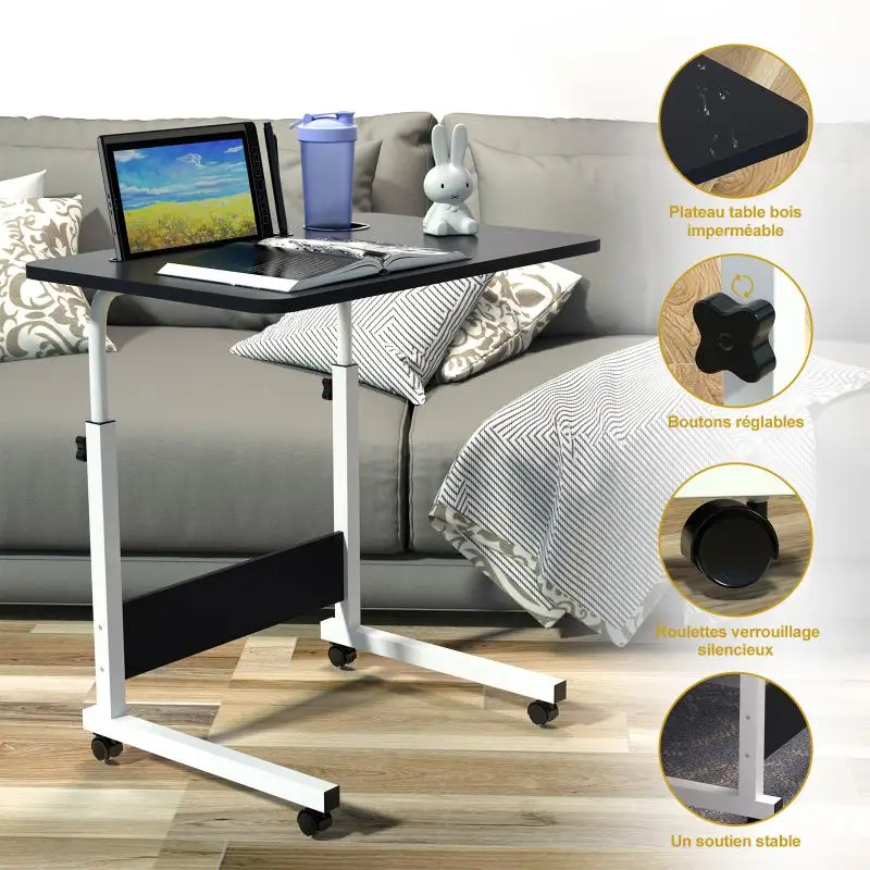 60x40x62-85cm Mobile Lifting Table Keyboard Computer Holder Support Easy Removable Wooden Home Organizers Desk Gaming Table HWC