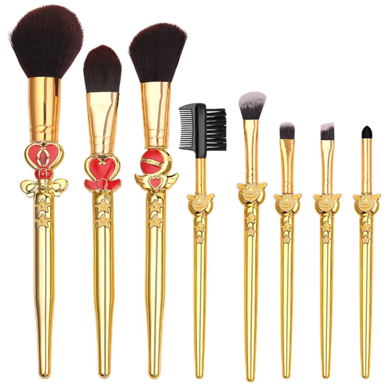 Kawai Gift Sailor Moon Makeup Brushes Card Captor Sakura Foundation Powder Blush Eyelash Lip Makeup Brush Cosmetic Tool Kit