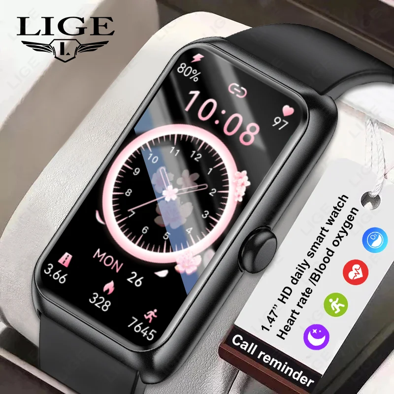 

LIGE New Smartwatch Men Women Heart Rate Blood Oxygen Fitness Clock Sports IP68 Waterproof Smart Watch Band For IOS Android 2026