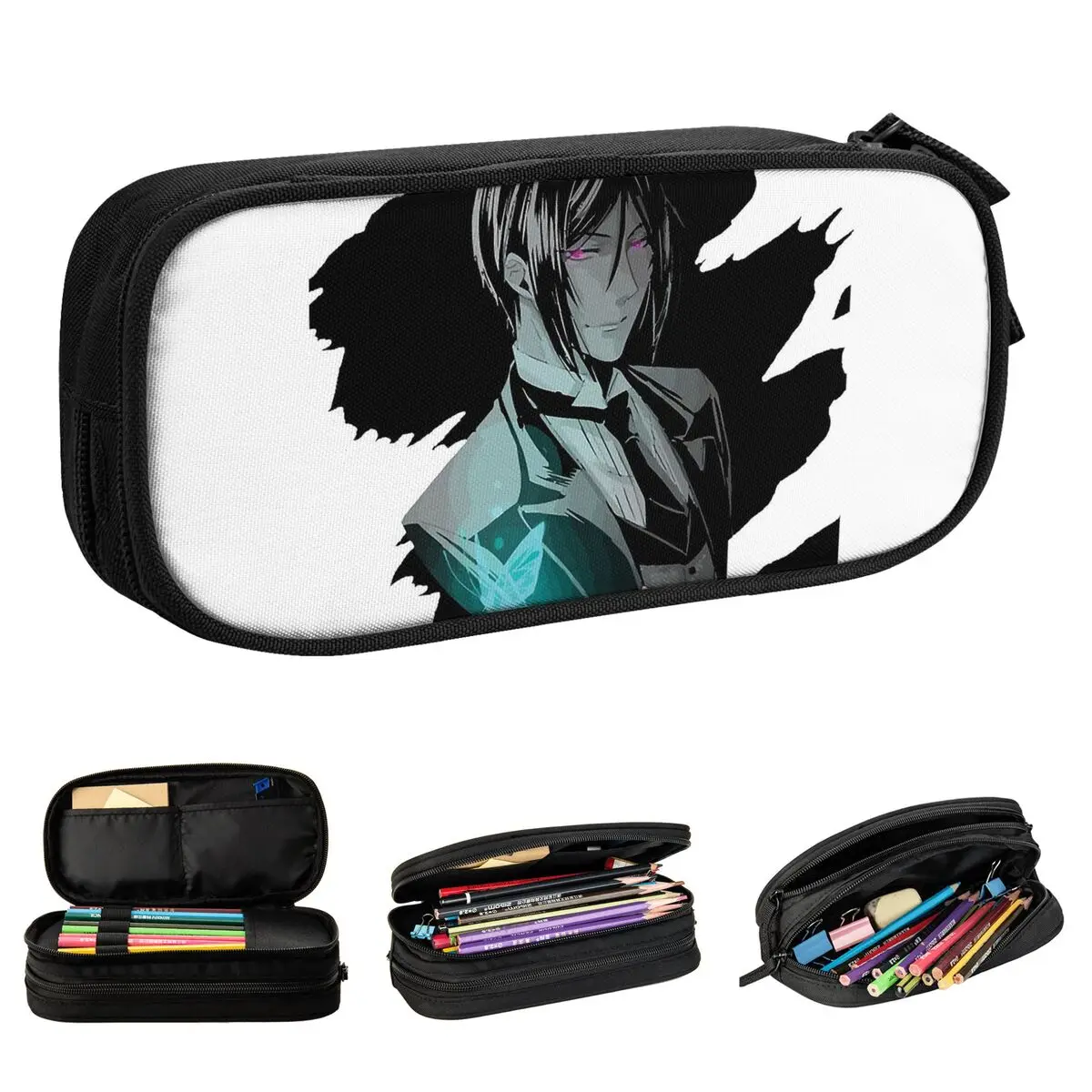 Estuche para lápices Black Butler Sebastian Michaelis, estuches para lápices, caja de bolígrafos para estudiantes, bolsas de gran capacidad, regalo escolar para estudiantes, papelería