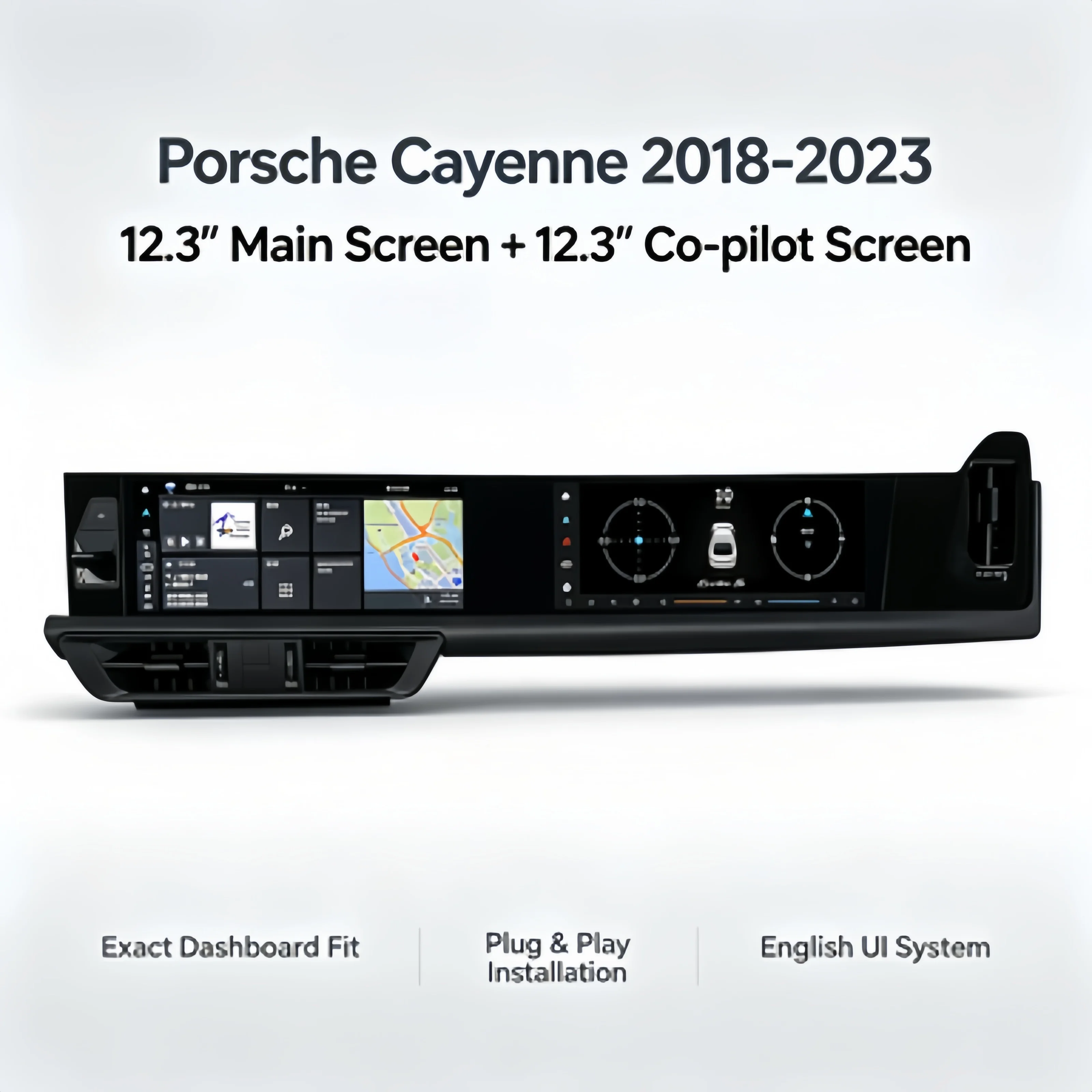 Dual 12.3 inch screen For Porsche Cayenne 2018-2023 Car auto carplay Android 14 Radio Multimedia Player GPS Stereo Head Unit