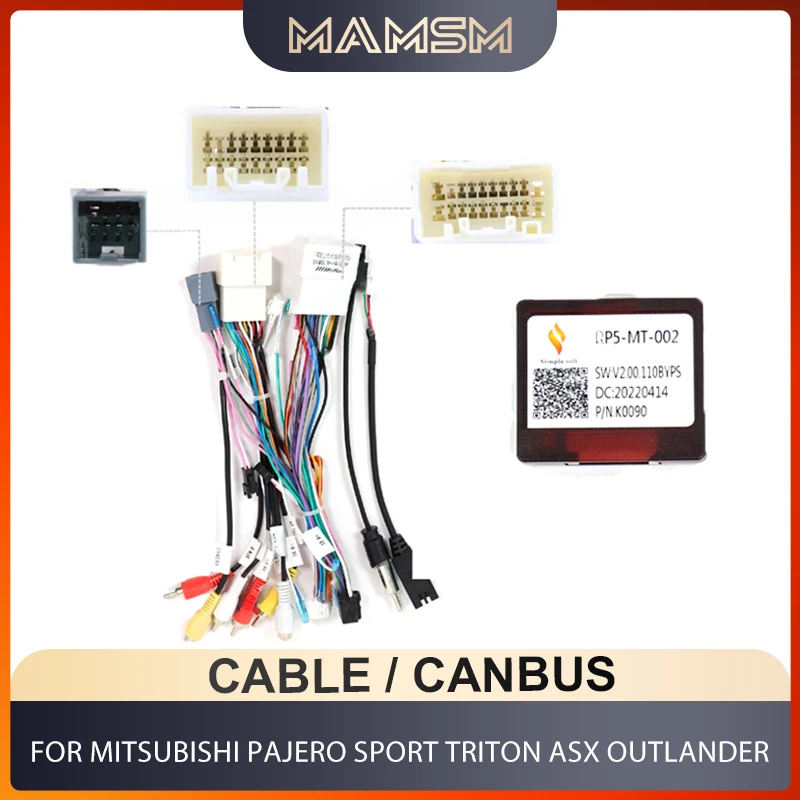 MAMSM Canbus Box Car Radio MT-SS-07/RP5-MT-002 For Mitsubishi PAJERO SPORT TRITON ASX Outlander Wiring Harness Power Cable