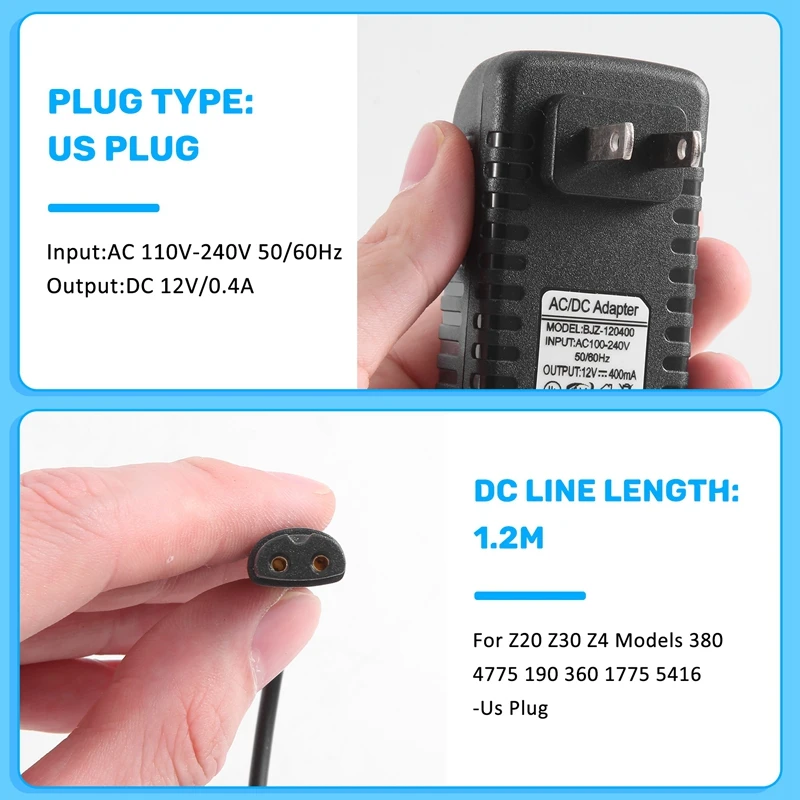 A01V-12V Power Supply Charging Cord Replacement Electric Shaver Razor Charger For Braun Beard Trimmer Series Z20 Z30 Z4 For Mode