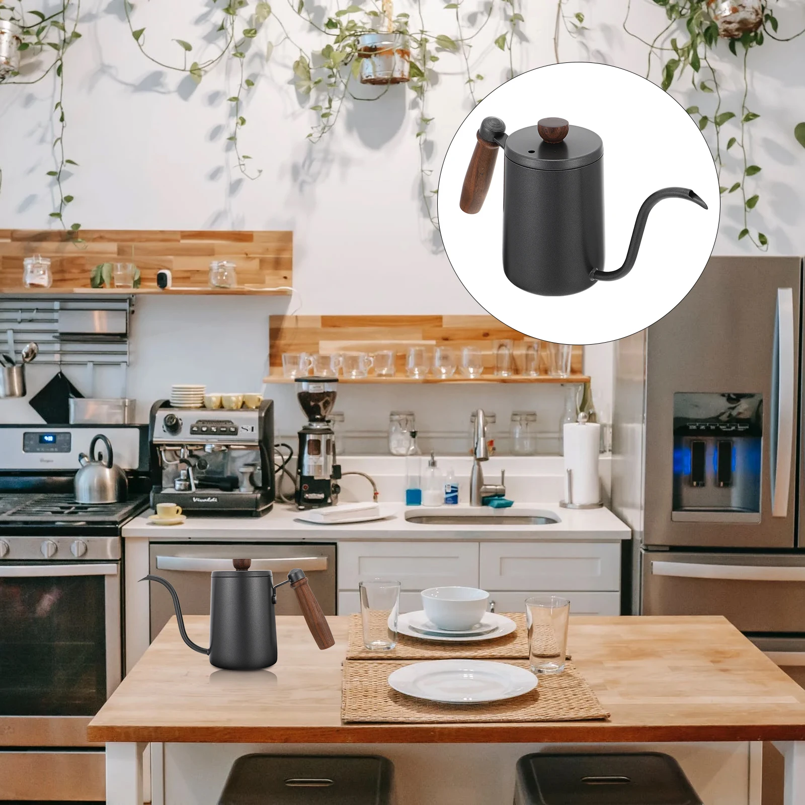 

600Ml Gooseneck Coffee Kettle Stainless Steel Long Spout Precision Tea Pot Hand Brew Container Heatproof Simple