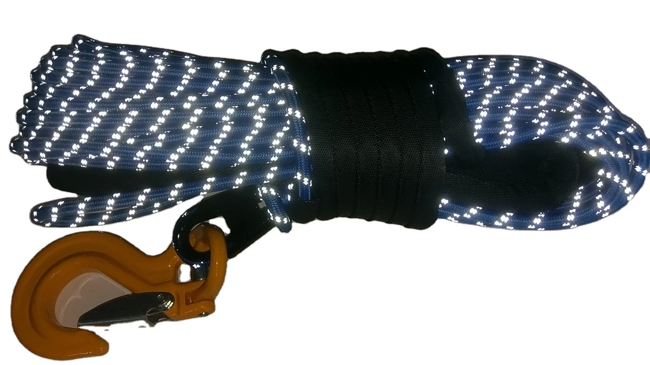 Hyropes 12mm  Super Tough  Double  Braided UHMWPE  Reflective Winch Ropes Set for UTV ATU  SUV