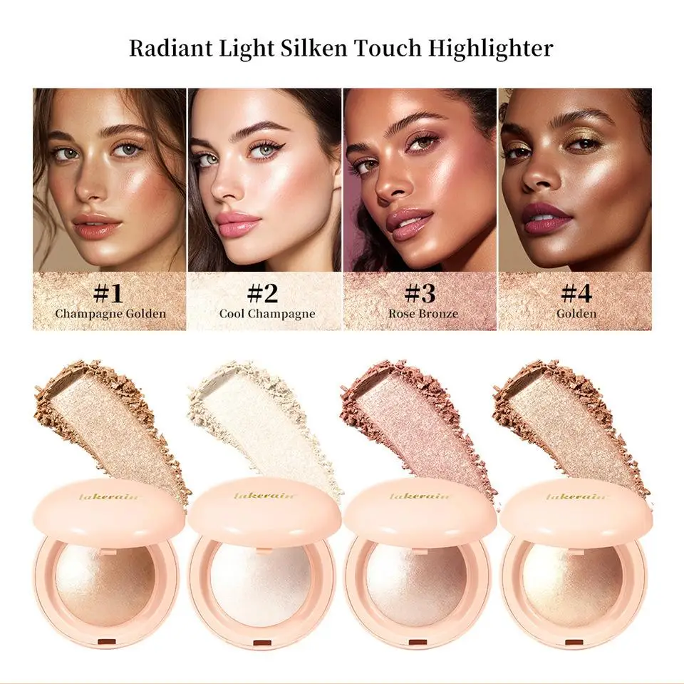 NEW Long Lasting Waterproof Face Highlighter Powder Instant Silky Skin Glow Baked Shimmer Illuminator Makeup Contouring Glitter