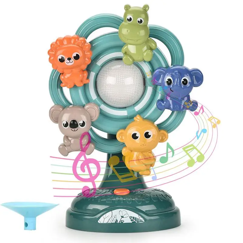 

Sticky Spinner High Chair Activity Toy Interactive Animal Ferris Toy With Suction Cup Tray Animal Ferris Tray Electric Lights