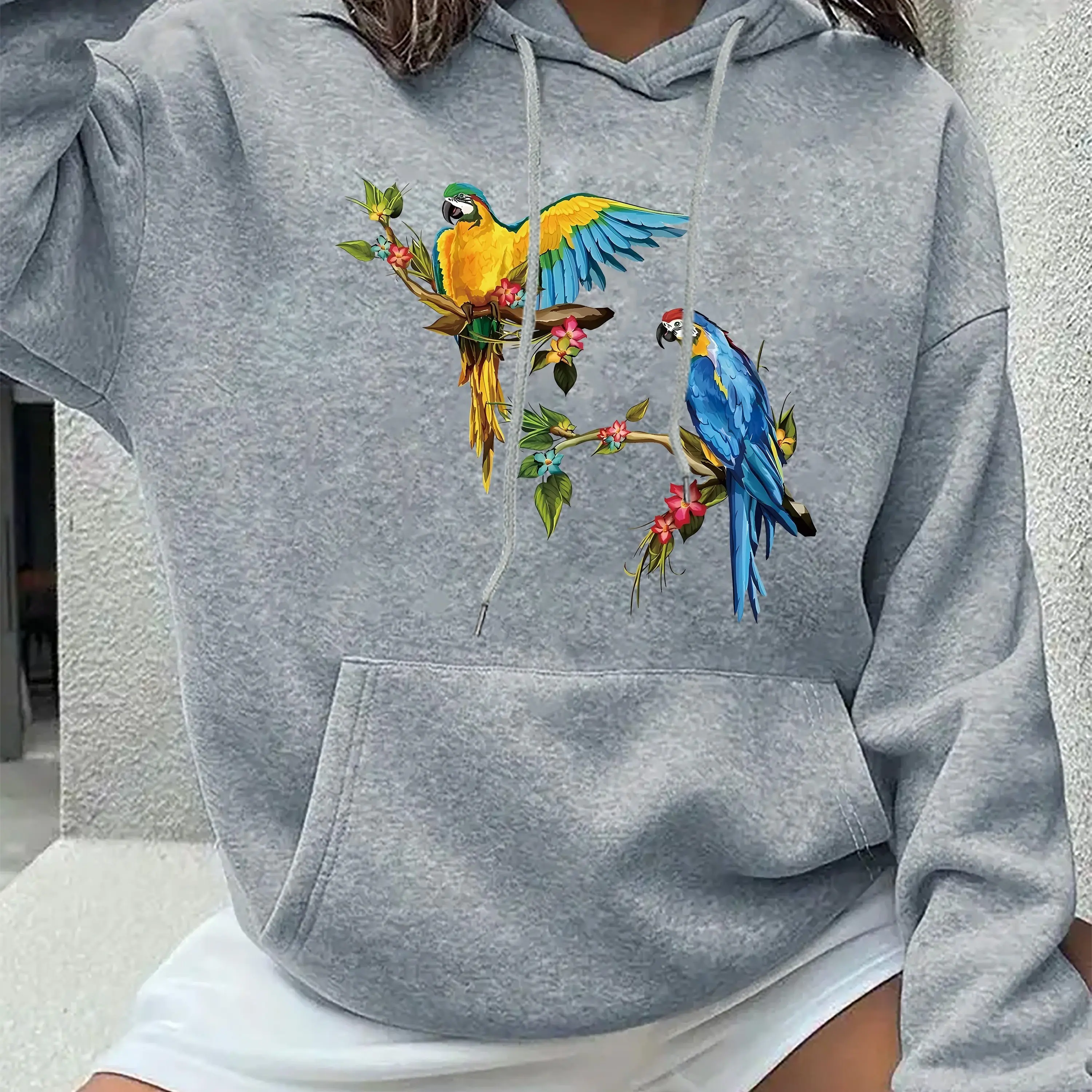 

Bird Graphic Printing Autumn and Winter Pure Cotton Men's and Women's Hoodies Casual Outdoor Street Sports Loose Training Brand