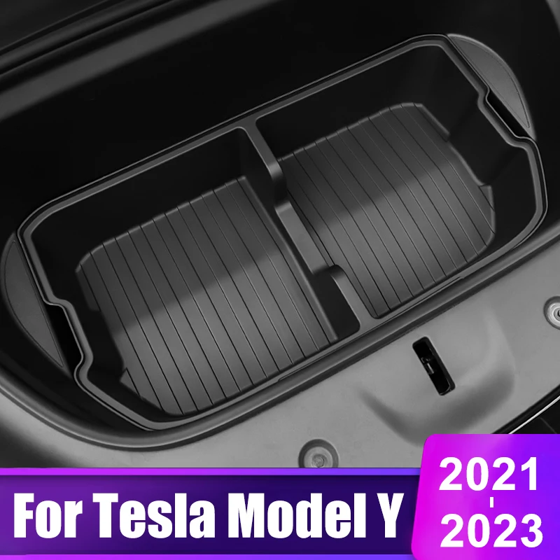 

Для Tesla Model Y 2021 2022 2023 2024, передний багажник, коробка для хранения, коврик, коврик для хранения, водонепроницаемый коврик из ТПЭ, аксессуары для интерьера