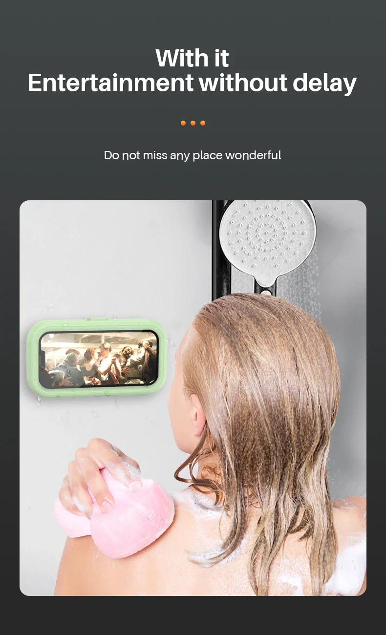 Neue Rotation Wasserdichte Badezimmer Telefon Wand Halterung Einstellbare Dusche Telefon Fall Stick auf Wand Bad Wc Telefon Halter – Detail 11