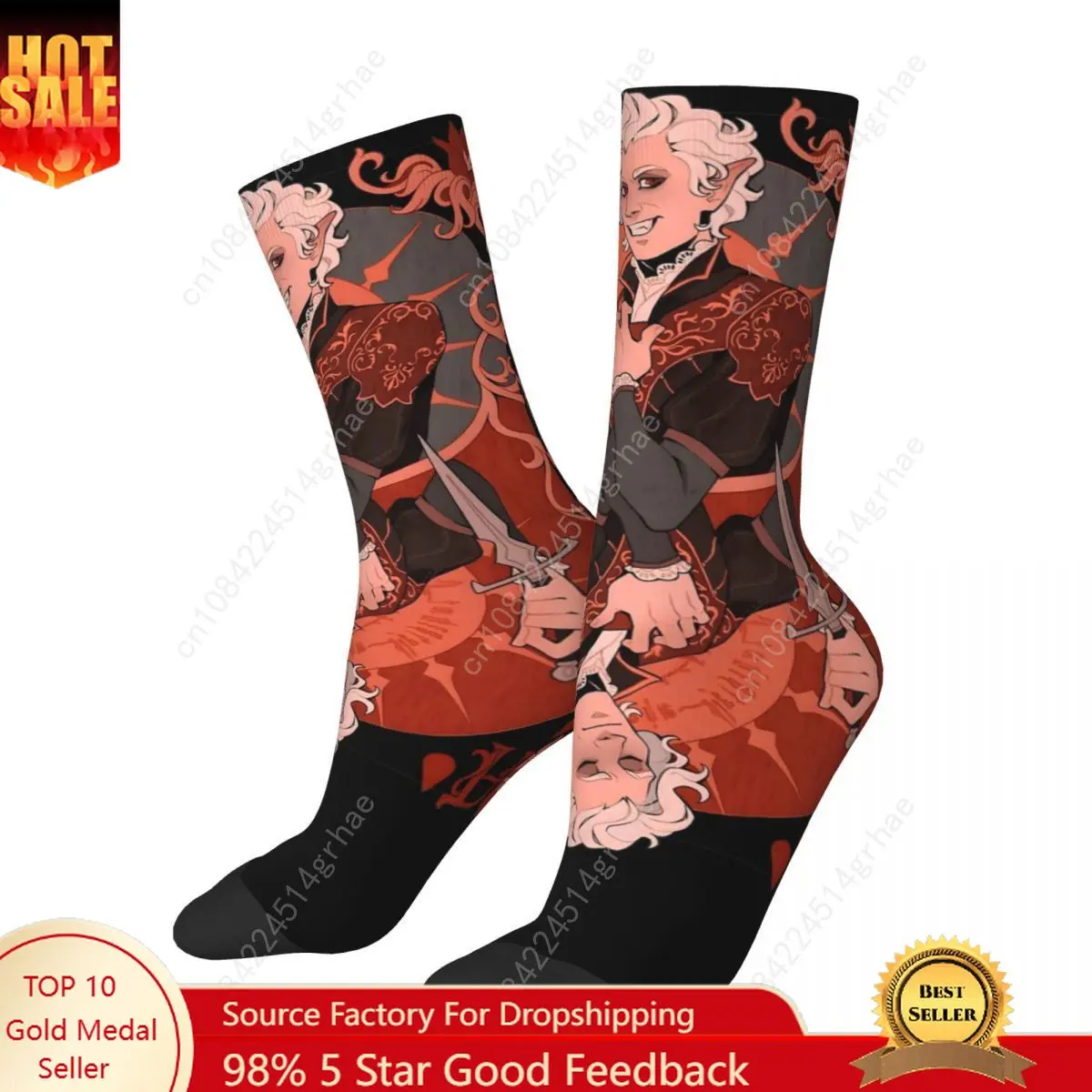 

Autumn Winter Crazy Design Men's Women's Astarion Baldur's Gate Socks Breathable Middle Tube Socks