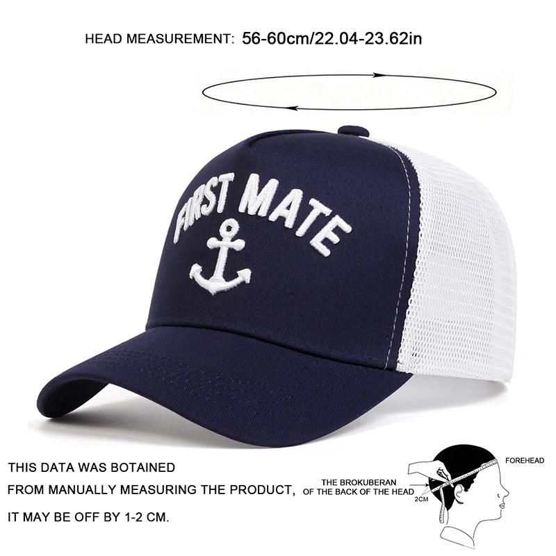 Unisex FIRST MATE/CAPTAIN Letter Embroidery Baseball Net Caps Spring and Summer Outdoor Adjustable Casual Hats Sunscreen Hat