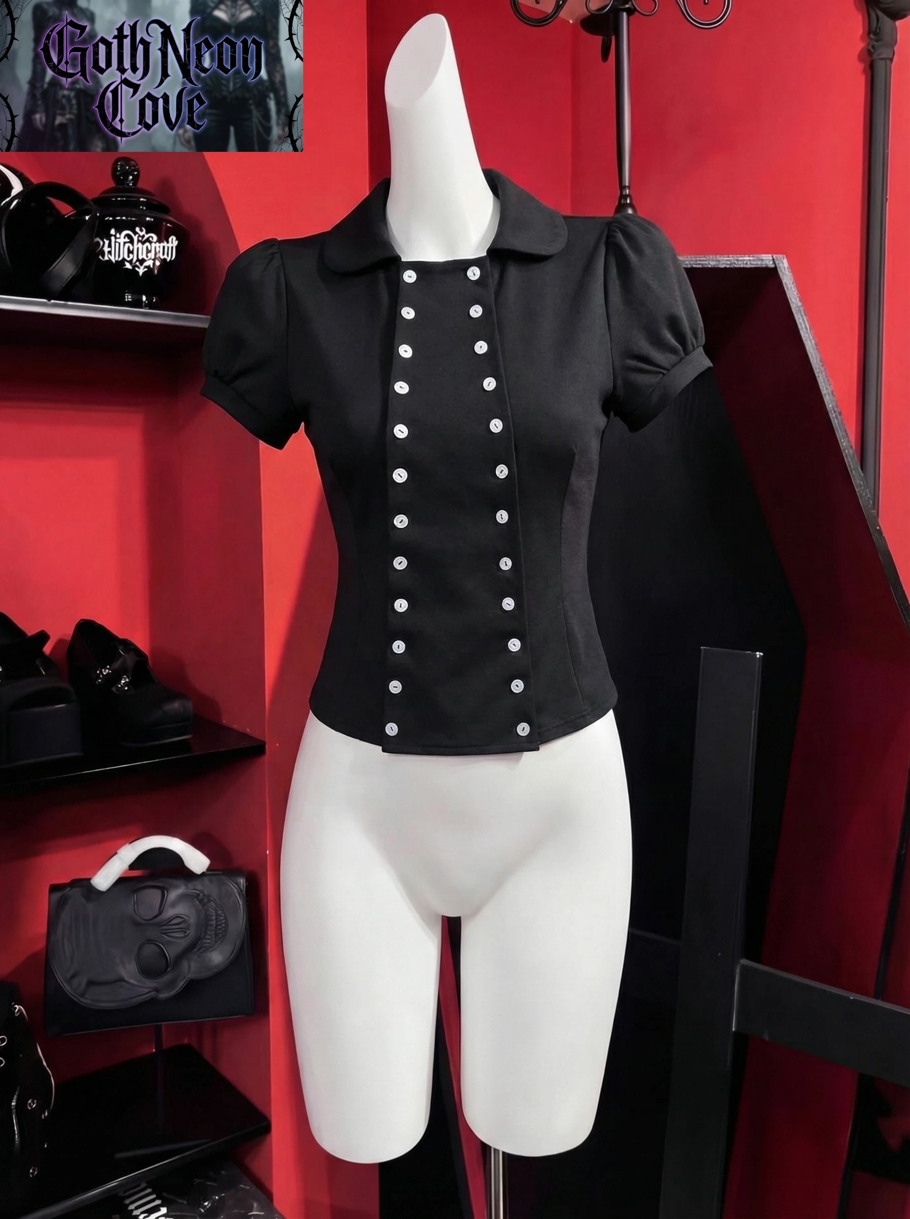 

Summer American Dark Gothic Shirt Women Lapel Collar Short Sleeve Double Breasted Top Harajuku Fashion Y2K Vintage T Shirt Girly