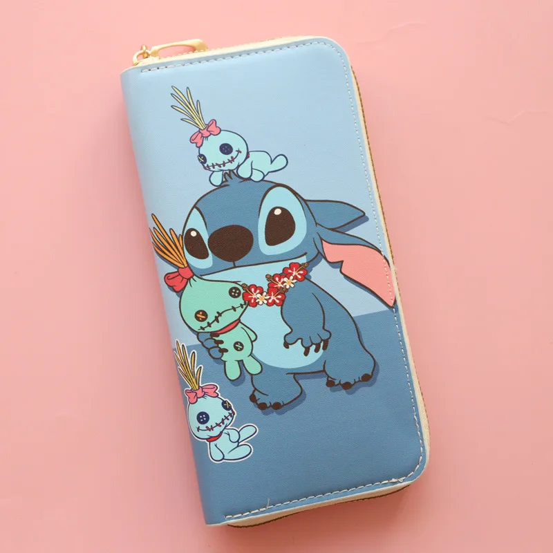 Cartera larga con estampado de dibujos animados de Disney Stitch, monedero para estudiantes, bolsa de almacenamiento de gran capacidad con compartimento, nuevo