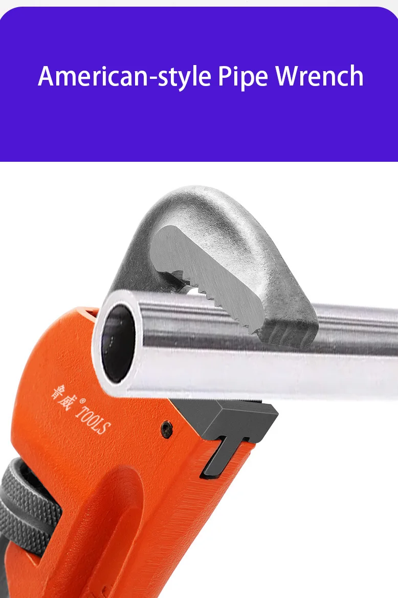 Heavy Duty Straight Pipe Wrench 8in/10in/12in/14in Plumbing Wrenches Universal Adjustable Pipe Clamp Pliers Plumber Spanner Tool