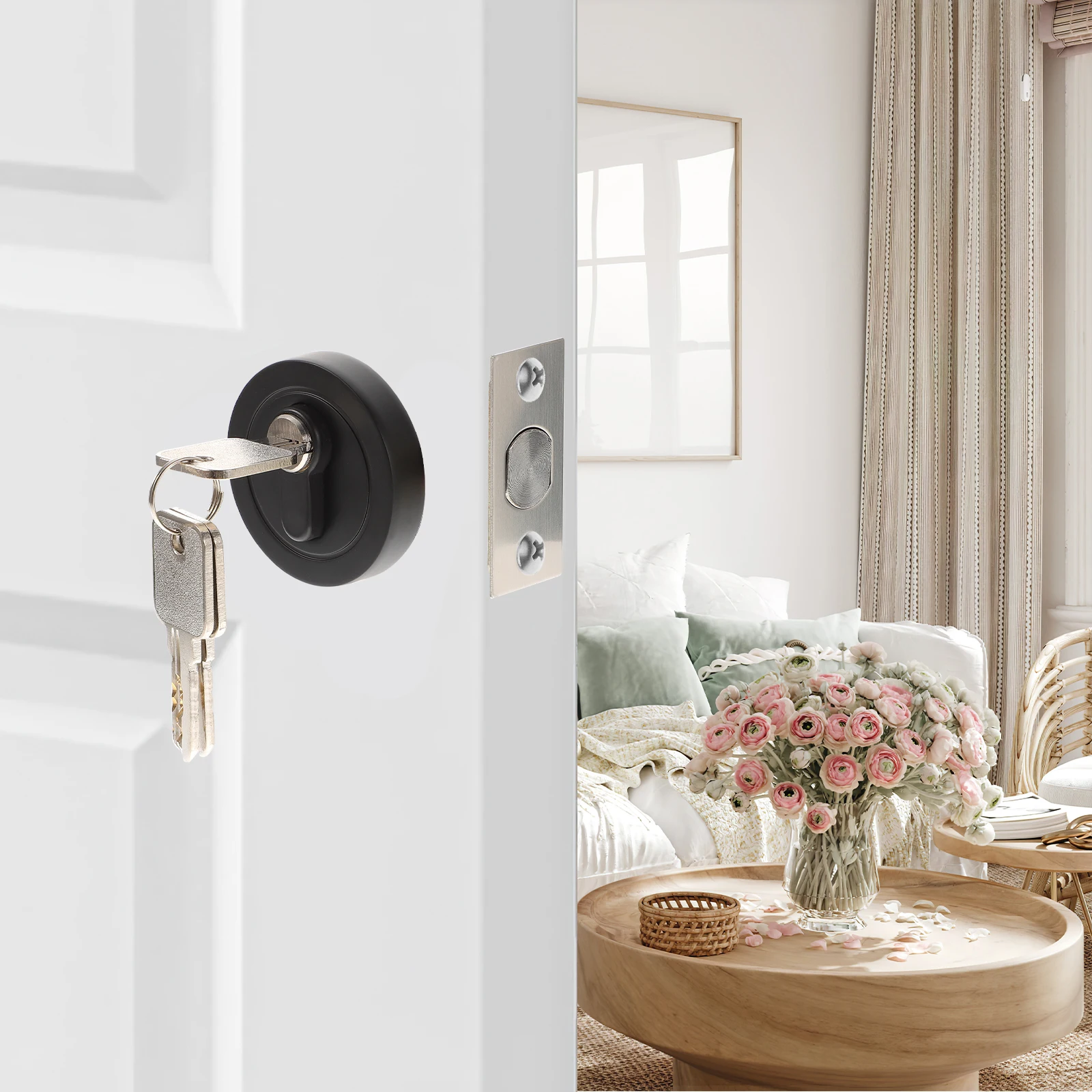 

Zinc Alloy Dead Bolt Lock Single Cylinder Smooth Surface Door Locks for Front Bedroom Bathroom Circular Hardware