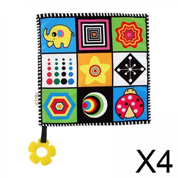 4xBaby Soothing Towel with Teether Animal Patterns Colorful Sleep for Newborn Elephant