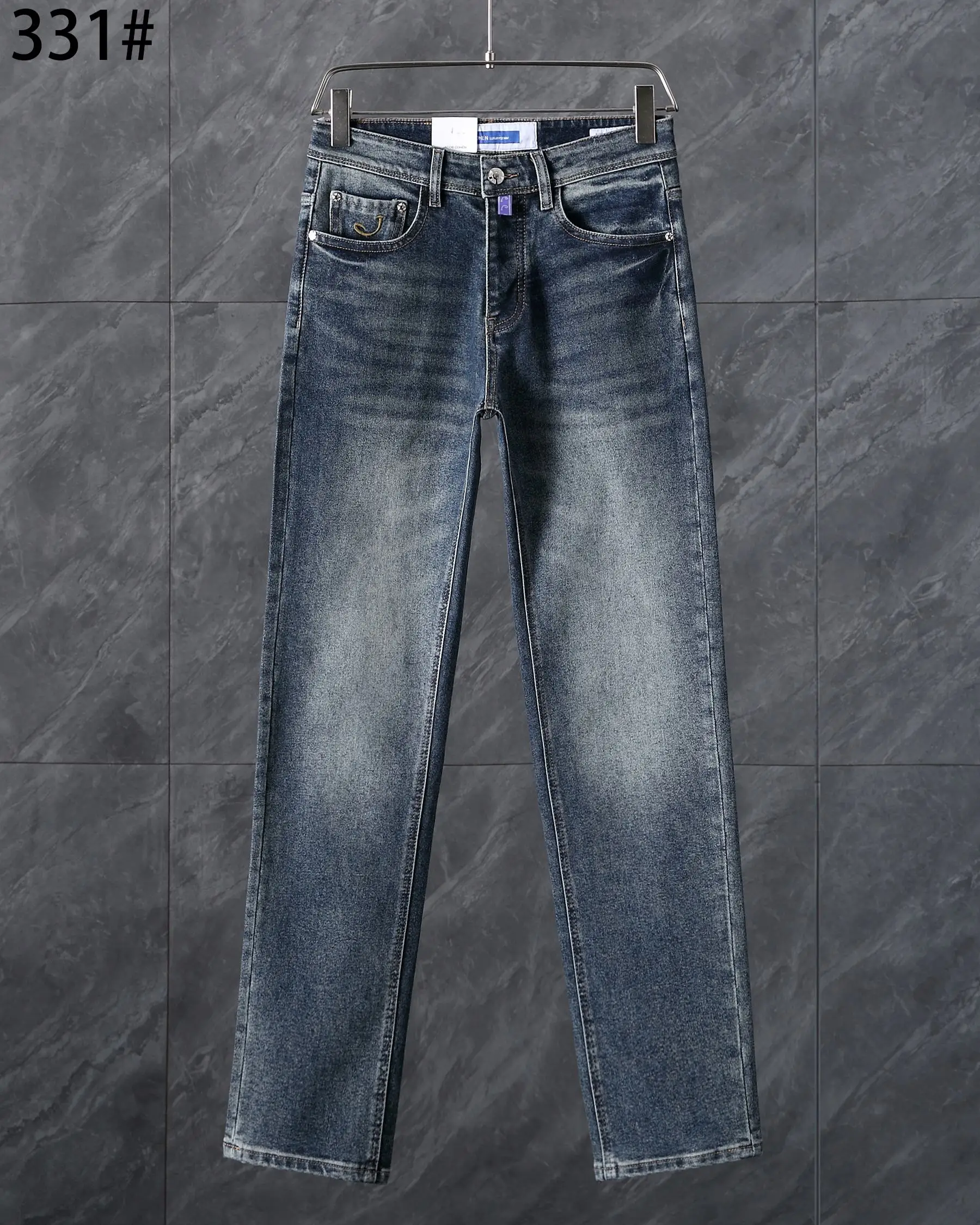 BLLIYOSS 2026 FW New Leisure Jeans Men collection Embroidery Straight Outdoors Pants High Quality Cowhide card Old Money Style