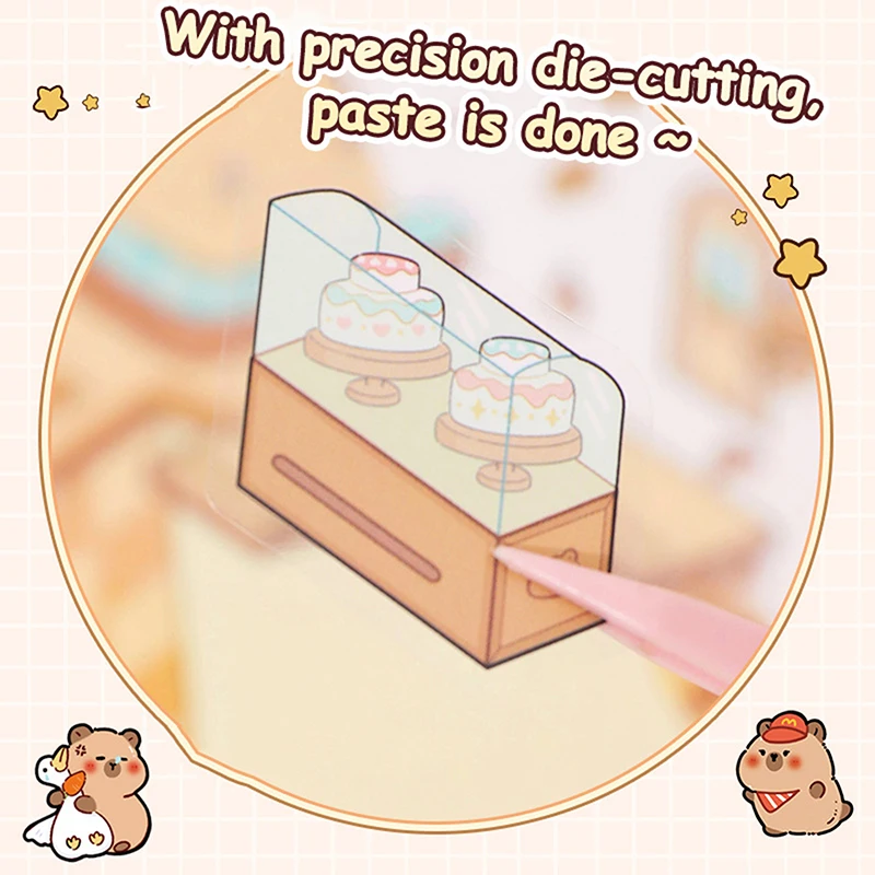 패션 귀여운 Capybara 3D 풍경 스티커 컬렉션 도서 앨범 만화 미니어처 장면 DIY 장난감 게임 생일 선물