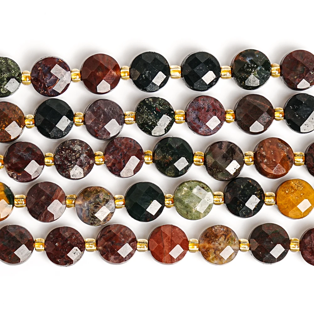 OLD OCEAN AGATE GEMSTONE BEADS NATURAL STONE 6MM FACETED ROUND COIN LOOSE BEADS FOR JEWELRY MAKING DIY BRACELET NECKLACE MULTICO 4