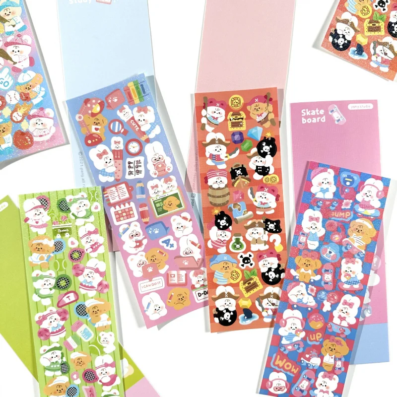Korean Yany Laser Cute Cartoon Animal Stickers DIY Card Photo Hand Account Diary Notebook Decorative Stickers