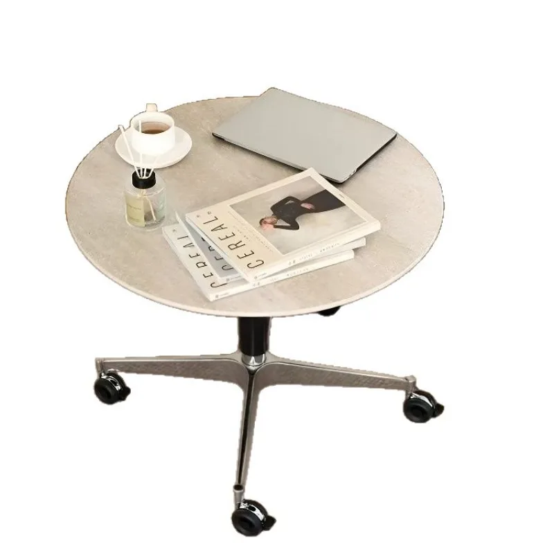 Movable lifting cave rock slab coffee table dining table multi-functional round table coffee table