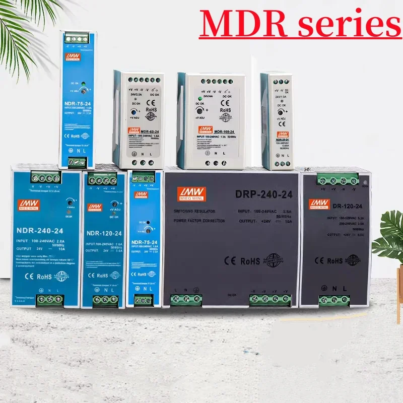 

5V 12V 24V 48V Power MDR-20W 60W 100W Industrial Mini AC/DC Din Rail Power Supply Switch Single output Switching