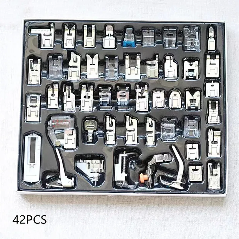 42PCS/SET Sewing Machine Presser Foot Press For Brother Singer Kit Braiding Blind Stitch OverLock Zipper Ruler Parts