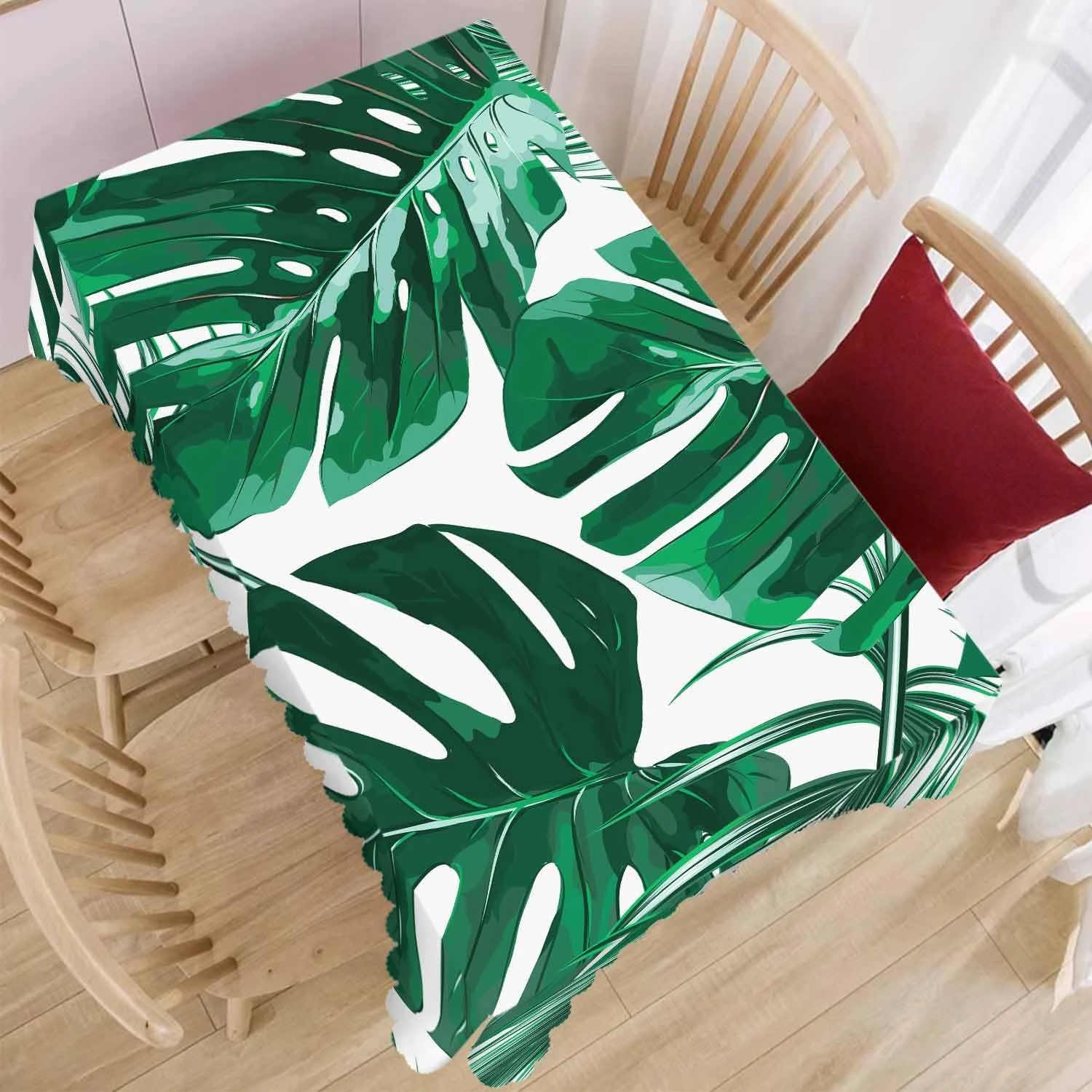 Tropical Palm Leaves Rectangle Tablecloth Party Decor Summer Tropical Plants Waterproof Table Cloths Kitchen Dining Table Decor