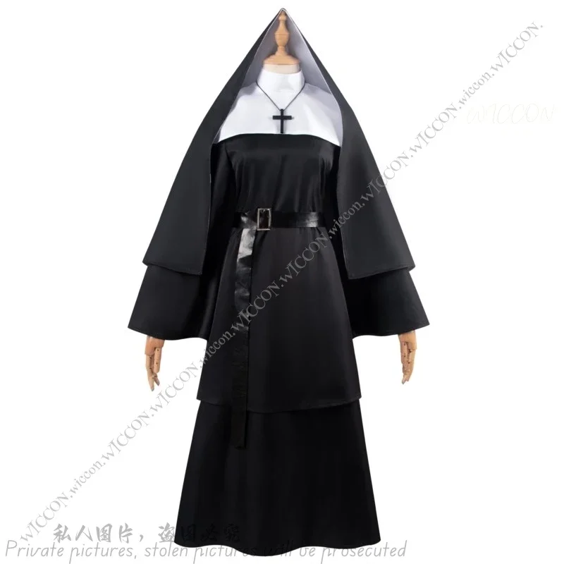 MN1 Ghost Nun Halloween Costume Horror Movie Cosplay Mask Woman Disguise Bloody Mouth Scream Horror Halloween Party Ghost Nu8/yG