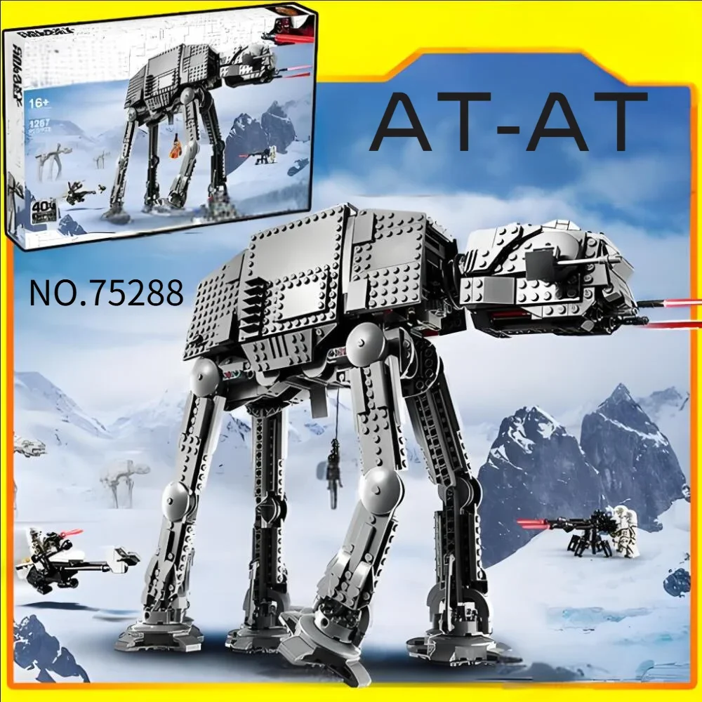 1267pcs Hot Movie Game Star Empire Hoth Battle AT-AT Snowtrooper Army Assault Gemotoriseerde Walker Model 75288-Blokken Verjaardagscadeau
