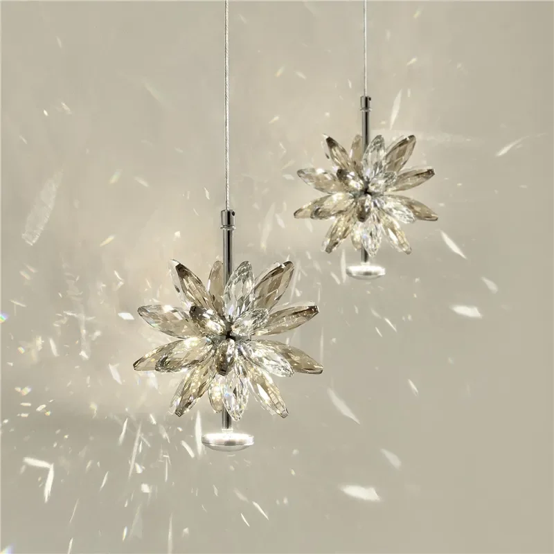Modern Crystal Chandelier Small Luxury Pendant Light French Retro Design Creative Bedroom Bedside Lamp For Restaurant Decor