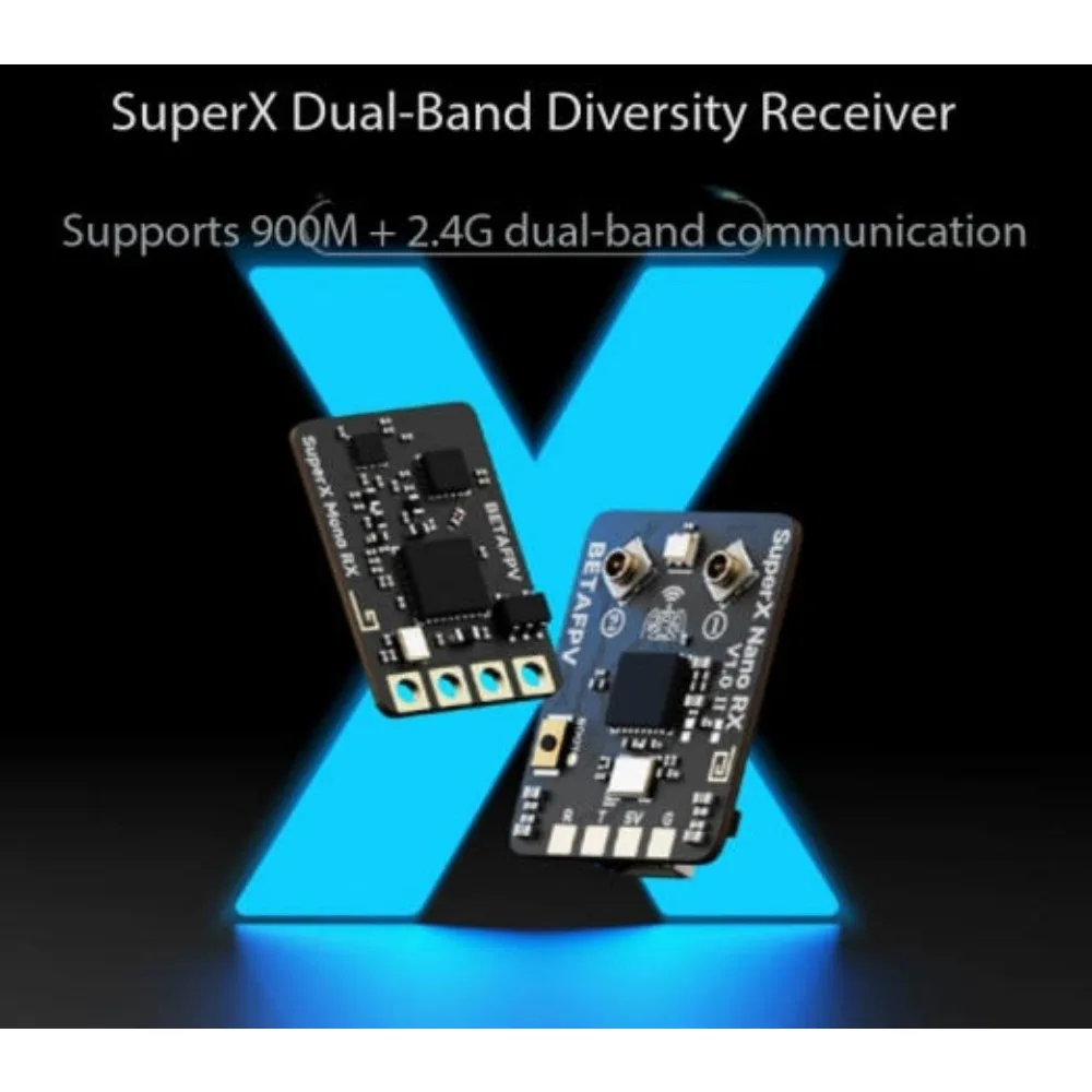 BETAFPV SuperX Dual-band ELRS Receiver GemX True Diversity for FPV Long Range, Supports 900M+2.4G Dual-band LR1121 Dual RF Chip