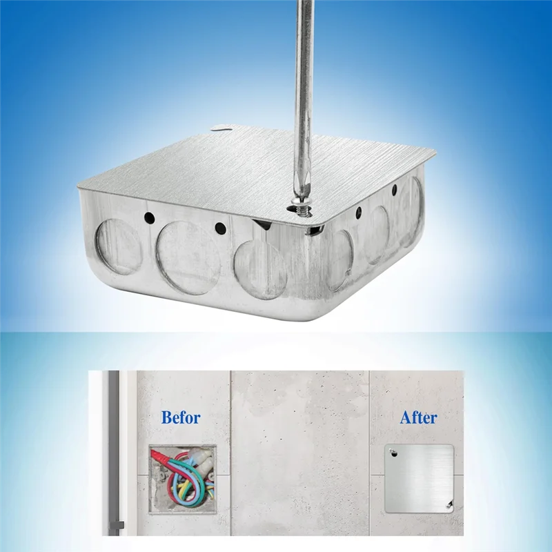 75STO-4X4in Metal Electrical Box Cover Plates, 4 Pcs Electric Junction Box Cover Plate, Square Flat Electric Box Panel Cover