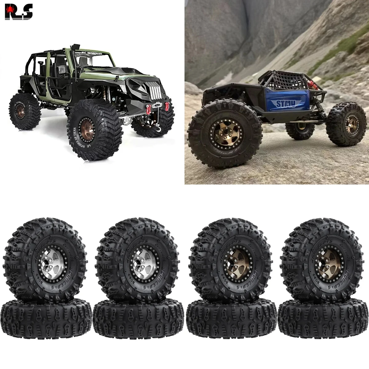 

Red Spider: 4 шт. 1,9-дюймовых металлических противоскользящих дисков (резиновый материал), подходят для радиоуправляемых гусеничных машин 1:10 — осевой SCX10 II 90