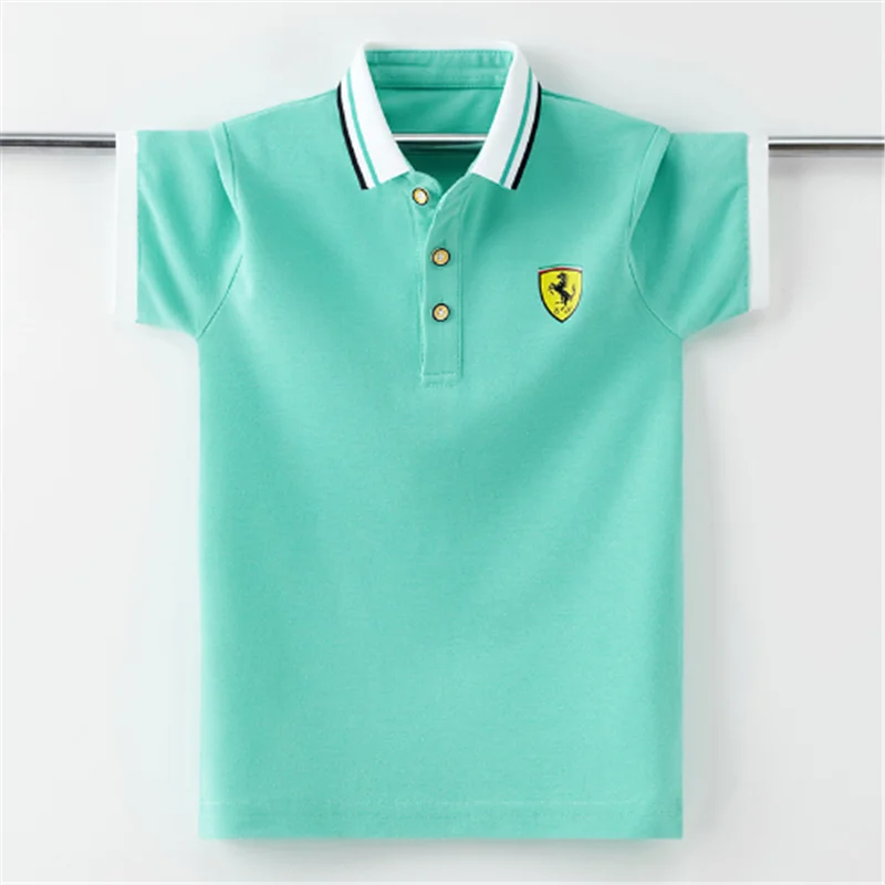 Summer  Boys Polo Shirt Luxury Embroidered Cotton Lapel Collar Short Sleeves Tops Cotton T-Shirt  for Children\'s