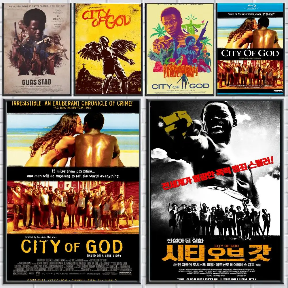 classic movie C-City of God-D Poster Peel and Stick Wall Art for Cafe Office Bar and Home Decoration