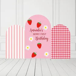 Mehofond Custom Daisy Berry Strawberry Birthday Cover Chiara Arch Background Baby Shower Party Decor Backdrop Photo Doubleside