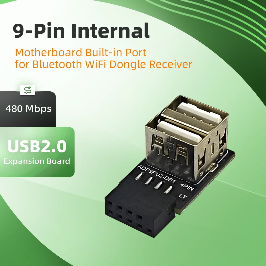 USB2.0 9Pin Header Expansion Board Motherboard Internal USB Port Extender For Bluetooth WiFi Network Card USB Dongle Receiver