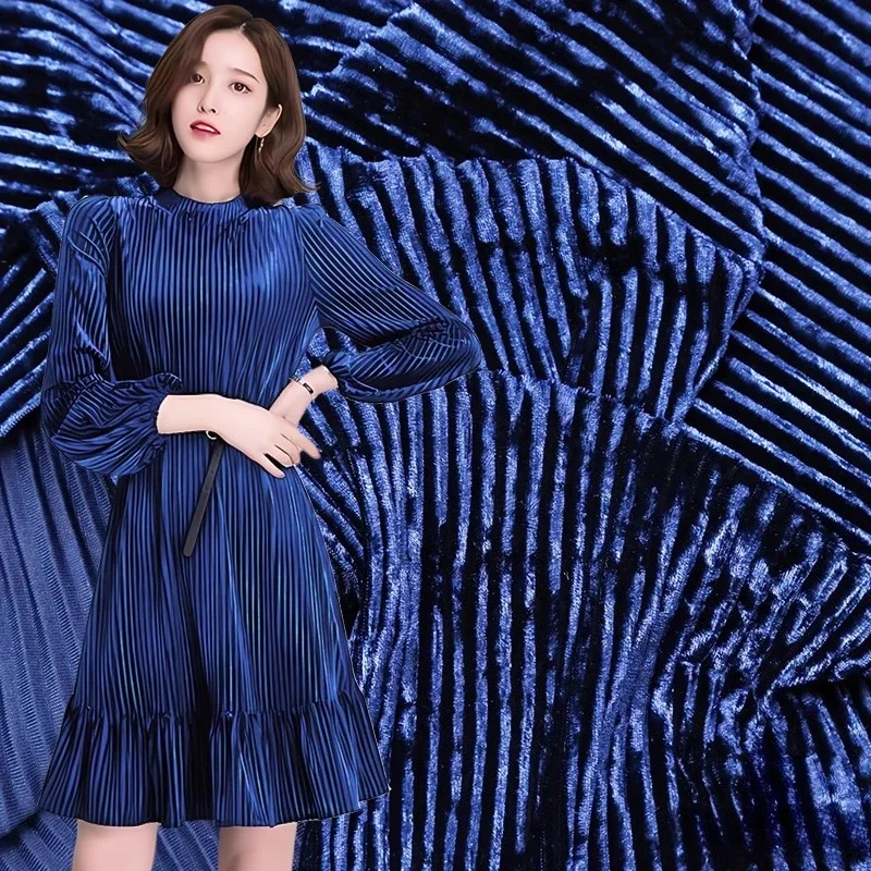 

100x155cm Slightly Elastic Soft Drape Coated Printing Fabric Vertical Stripe Velvet Fabric for Designer Apparel Diy Sewing Cloth