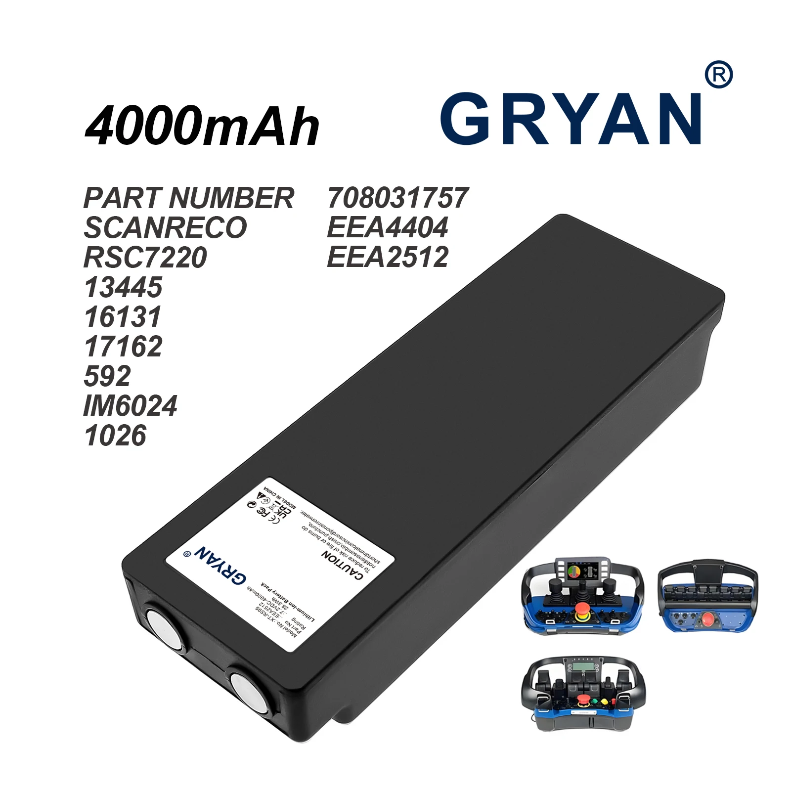 

4000mAh Crane Remote Control Battery For Palfinger 708031757 590 960 EEA2512 790 RC-400 RC400 Scanreco1026 13445 16131 17162 592