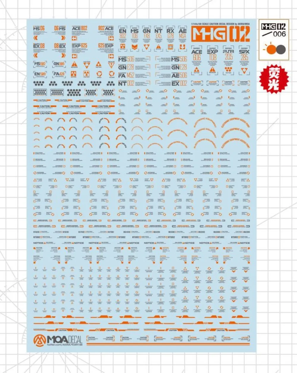 Hobby Mio MHG02 Model Let op Water Decal 1/144 1/100 Schaal Universele Waarschuwingsmarkering Water Sticker voor Gundam Model Making Tools