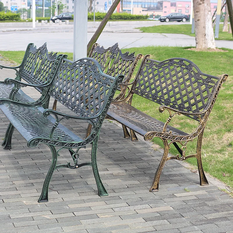 Outdoor Park Chair Bench Cast Iron Cast Aluminum Courtyard Outdoor Balcony Garden Double Leisure Backrest Bench Stool