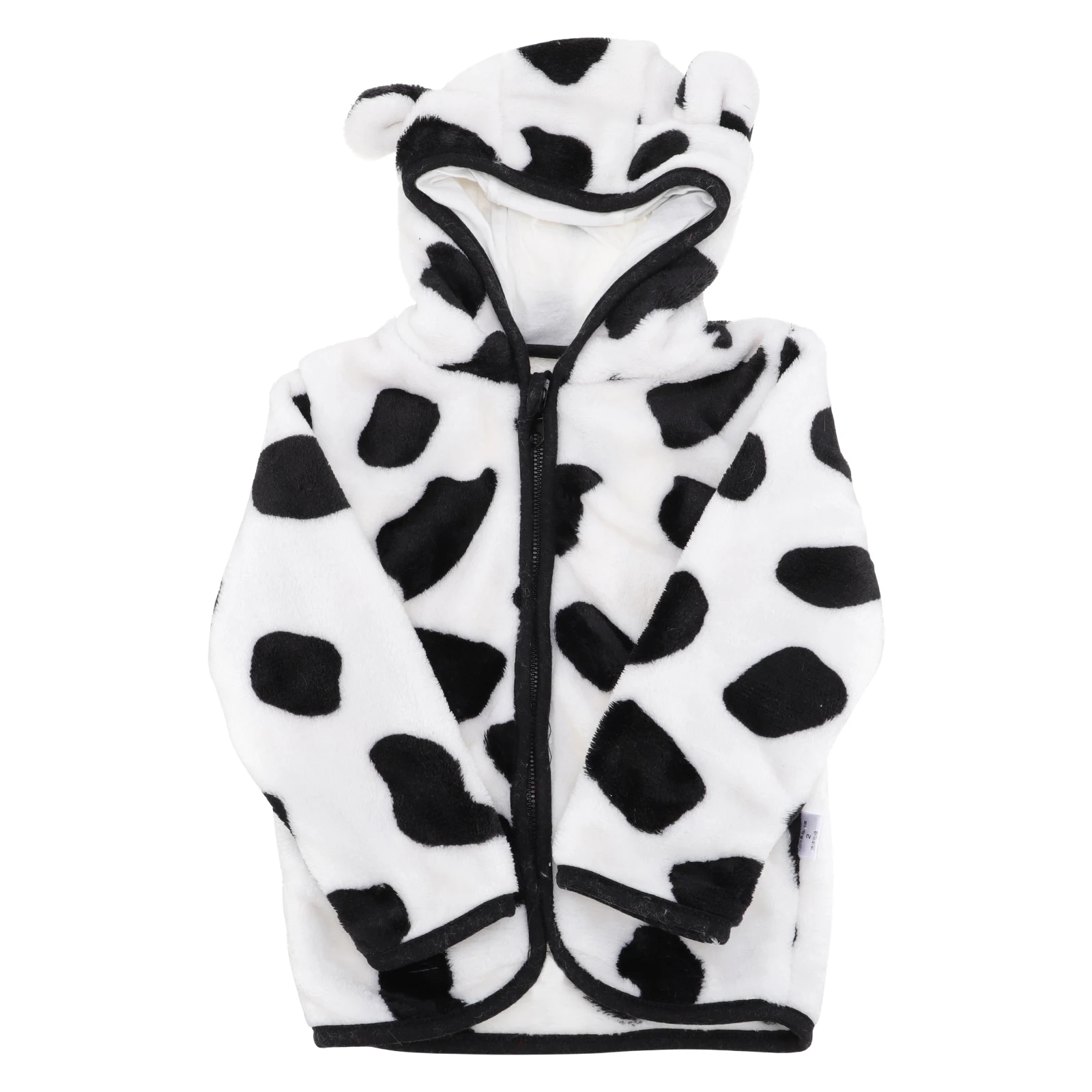 

Coral Fleece Kids Coat Cow Print Warm Lightweight Children Outerwear Winter Baby Clothes Soft Long Sleeve Travel Outdoor