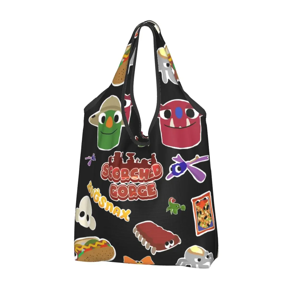 

Bugsnax Fan Art Scorched Gorge Bookbag Portable Tote Shopping Bags Reusable Shopper Bag Groceries Handbag Shoulder Bag